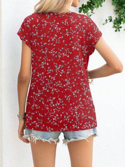 Printed Round Neck Short Sleeve T-Shirt for Everyday Wear - Selvanelle