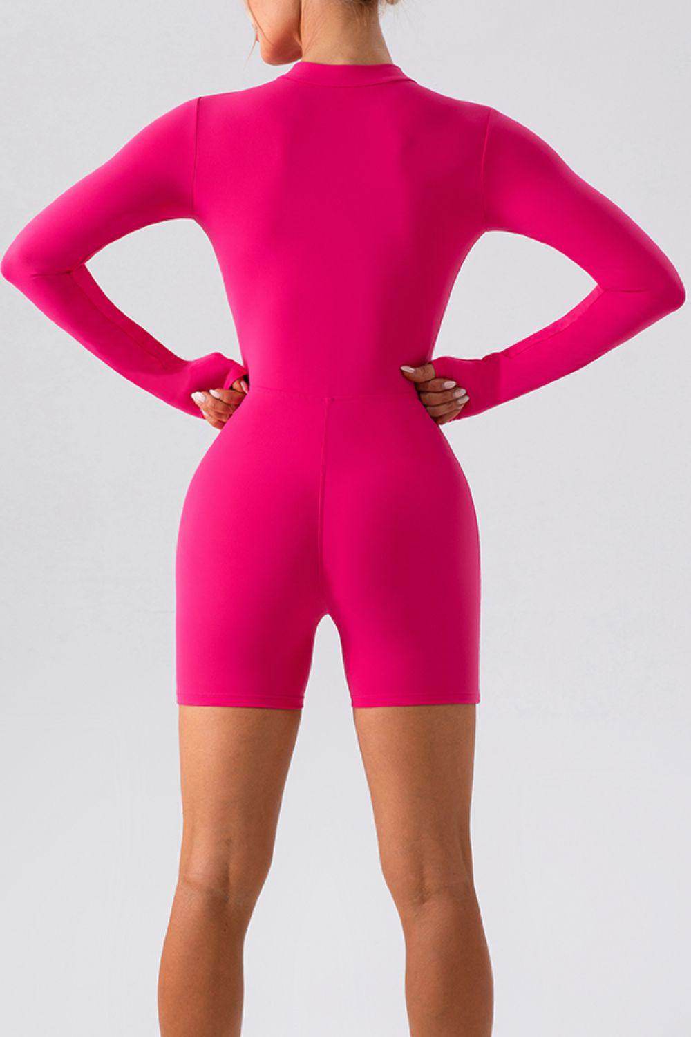 Half Zip Long Sleeve Active Romper for Women Fitness - Selvanelle