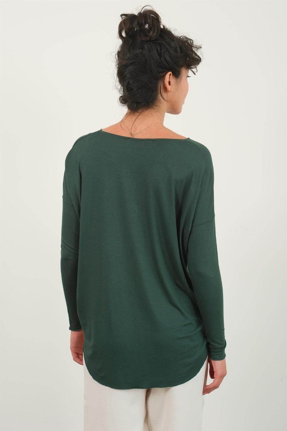 HYFVE Draped Drop Shoulder Long Sleeve Top for Women - Selvanelle