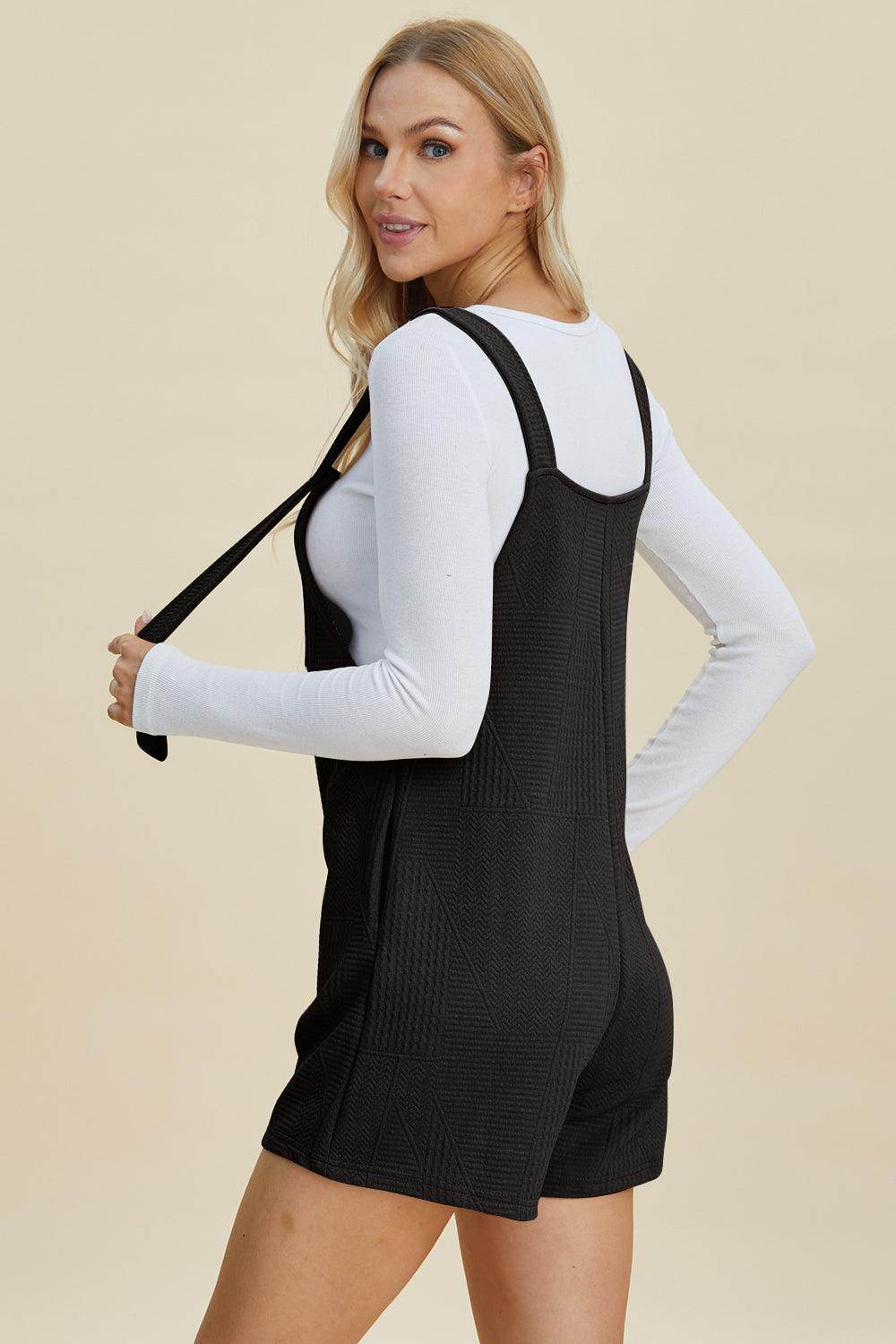 Double Take Full Size Texture Sleeveless Romper for Women - Selvanelle