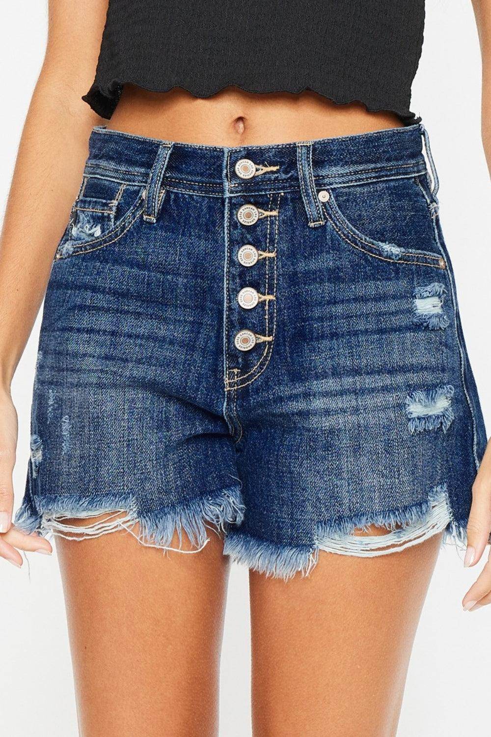 Kancan Raw Hem Button-Fly Denim Shorts for Stylish Casual Wear - Selvanelle