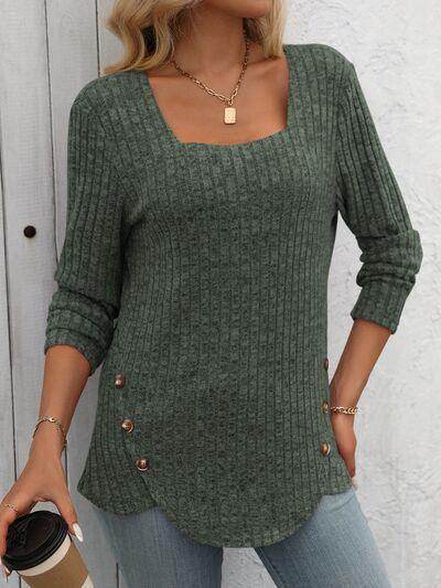 Mandy Square Neck Long Sleeve T-Shirt for Women Fashion - Selvanelle