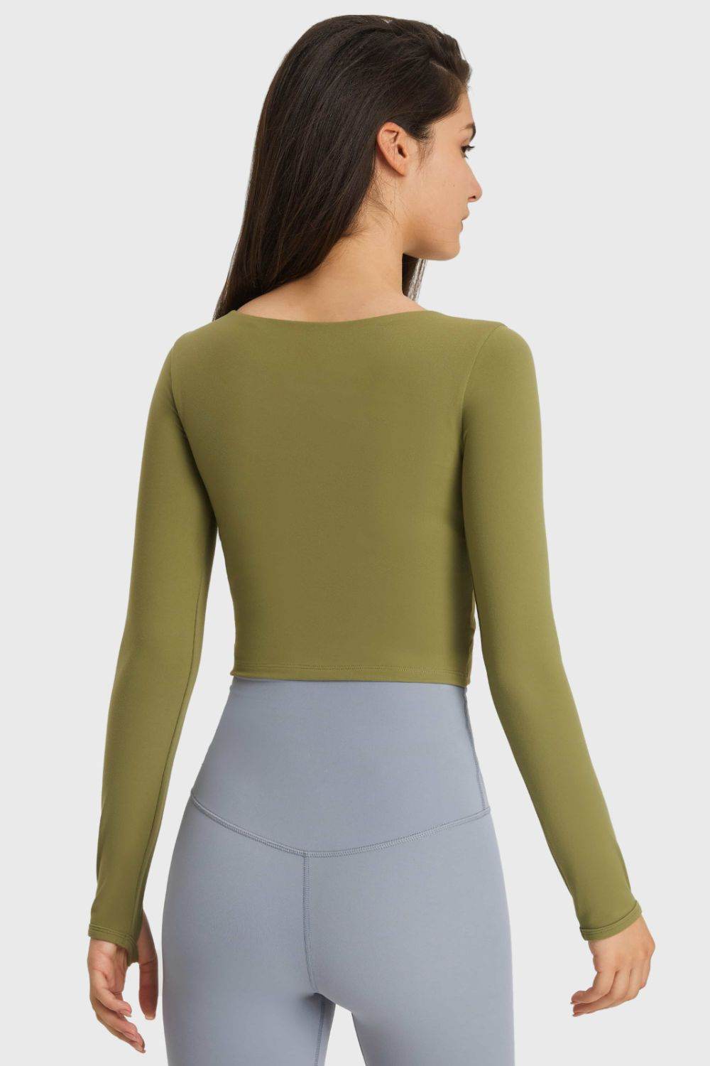Millennia Cutout Long Sleeve Cropped Sports Top - Selvanelle