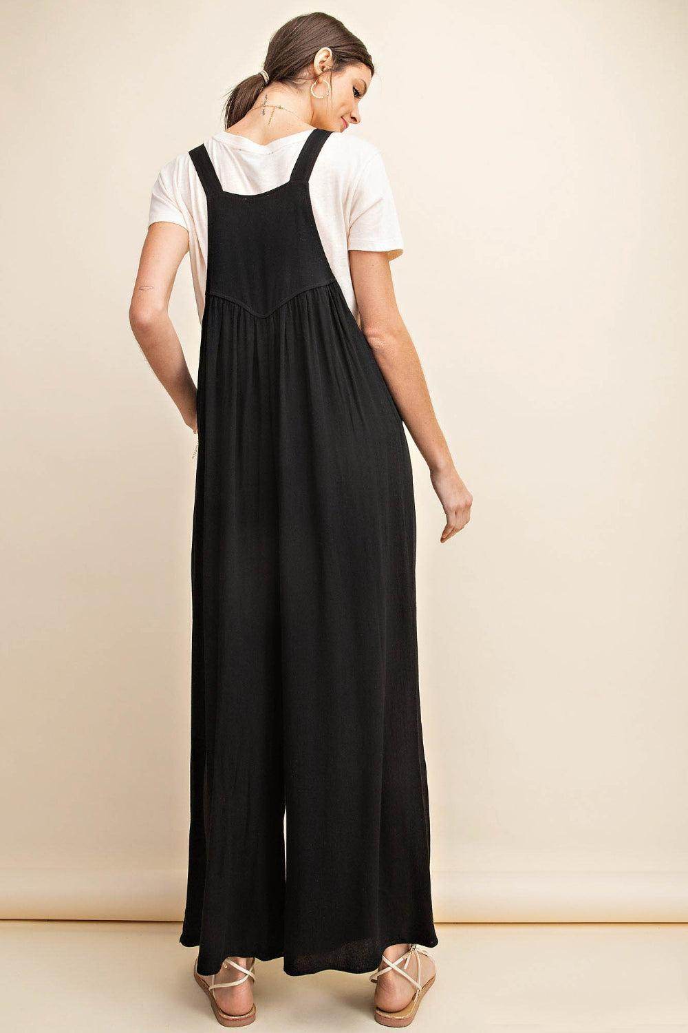 Kori America Full Size Sleeveless Ruched Wide Leg Overalls - Selvanelle
