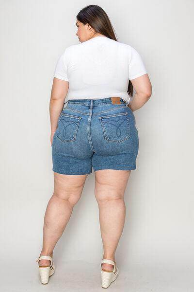 Judy Blue Full Size High Waist Slim Denim Shorts for Women - Selvanelle