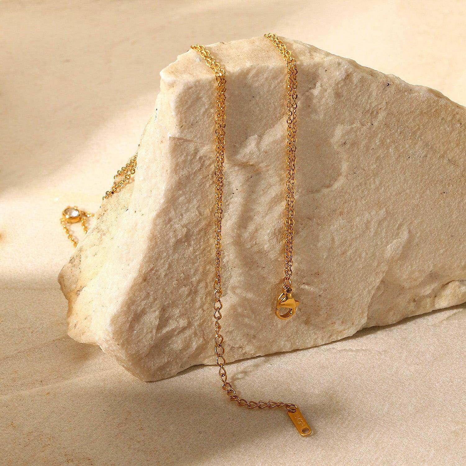 Stainless Steel Zircon Double-Layered Necklace for Women - Selvanelle