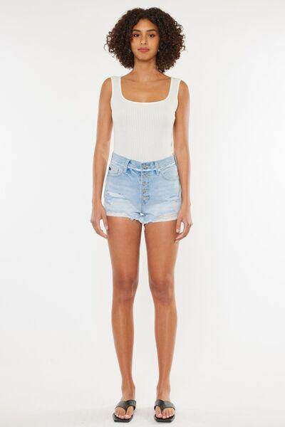 Kancan Distressed Button Fly Denim Shorts for Women - Selvanelle