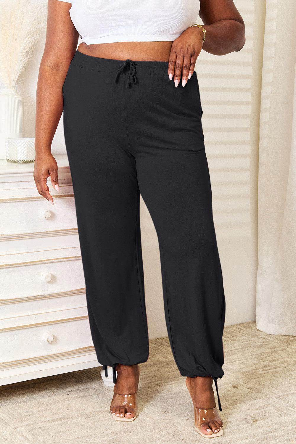 Basic Bae Full Size Soft Rayon Drawstring Pants with Pockets - Selvanelle