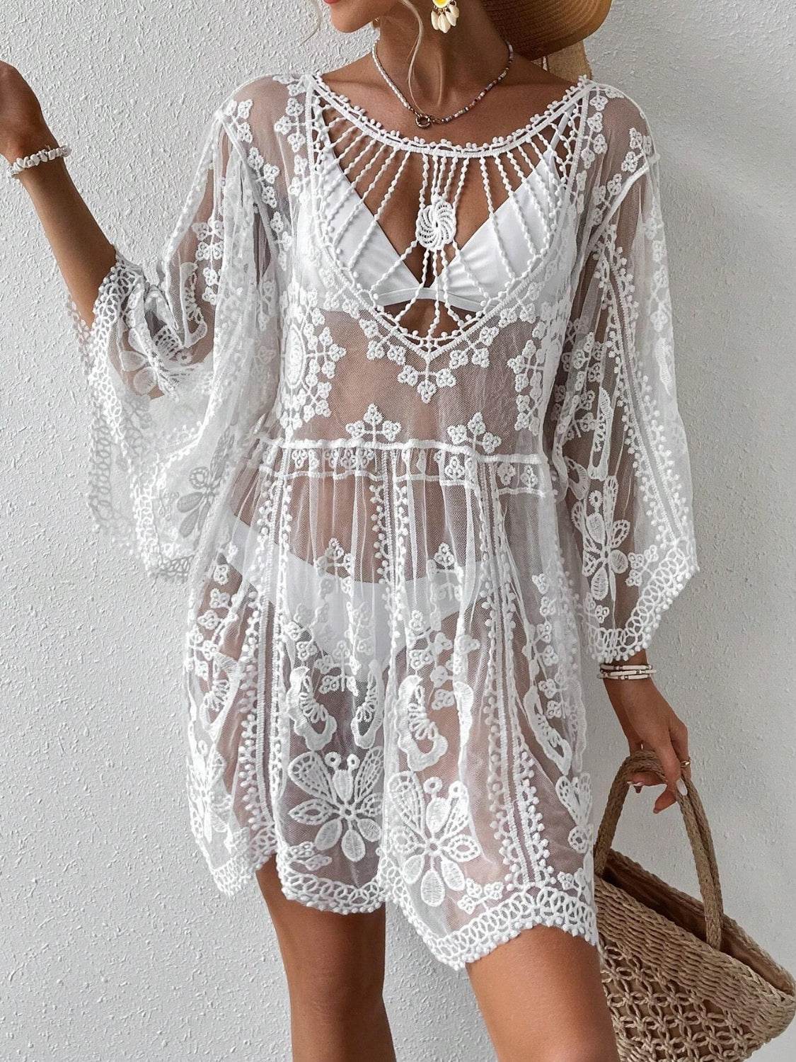 Lace Round Neck Cover-Up - Selvanelle