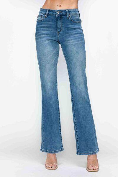 bytos Full Size Cat's Whiskers Bootcut Jeans for Women - Selvanelle