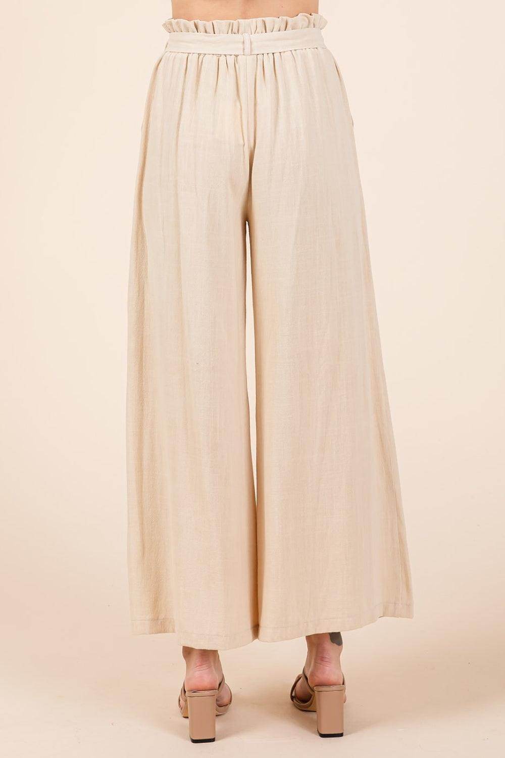 Mittoshop High Waist Tie Front Wide Leg Pants for Women - Selvanelle