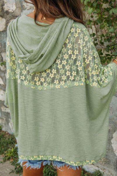 Peace Patch Batwing Sleeve Hooded Blouse for Women - Selvanelle