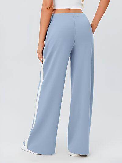 Side Striped Wide Leg Pants for Comfortable Everyday Style - Selvanelle