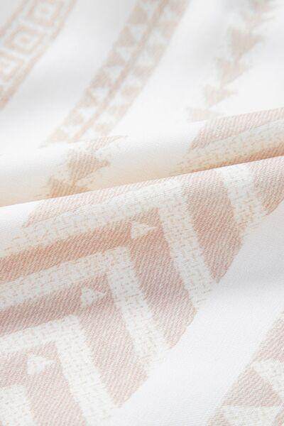 Geometric Jacquard Notched Half Sleeve Blouse for Women - Selvanelle