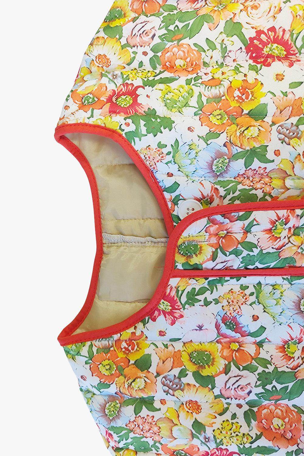 Floral Button Up Long Sleeve Winter Coat for Women - Selvanelle