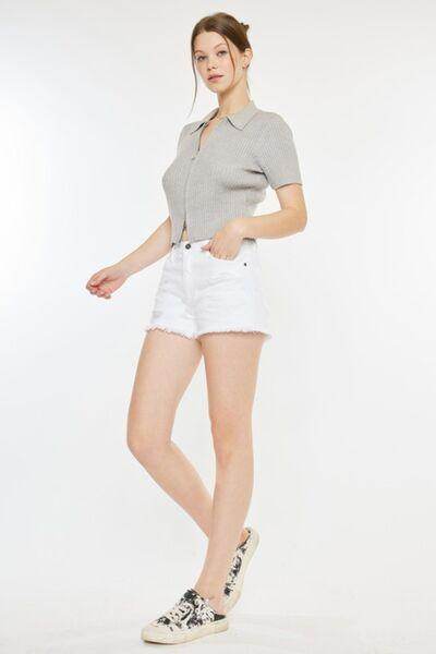 Kancan Raw Hem Distressed Denim Shorts for Casual Style - Selvanelle