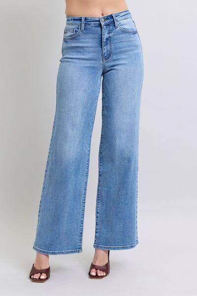 Judy Blue Full Size Wide Leg Jeans with Pockets for Women - Selvanelle