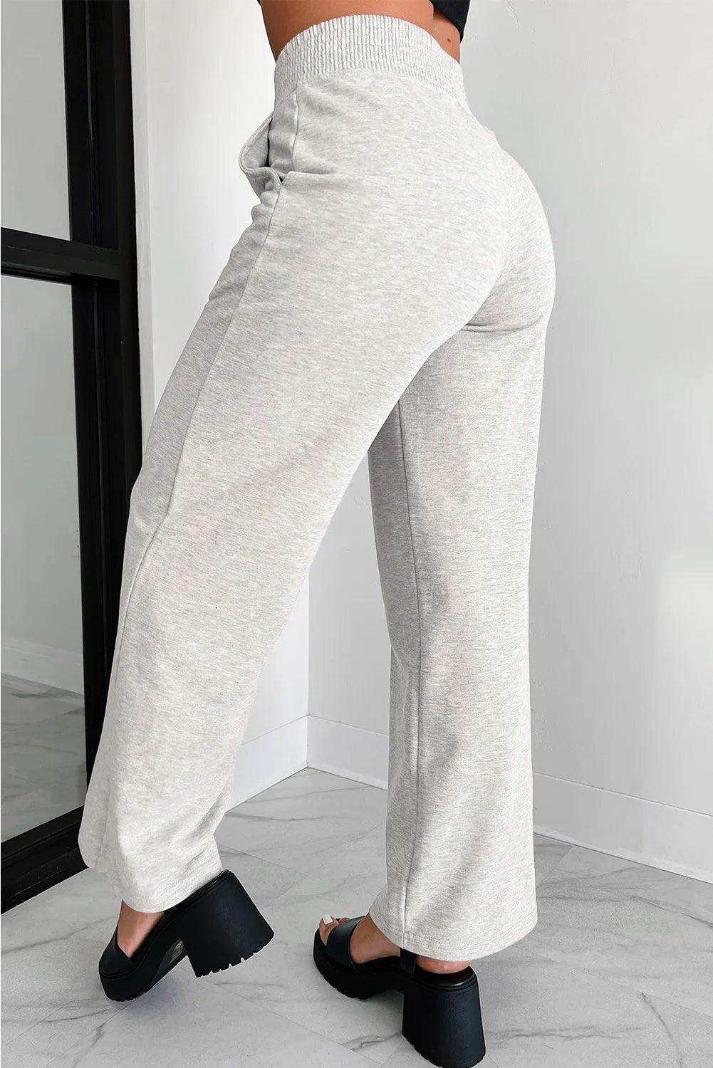 Elastic Waist Active Pants with Pockets for Women - Selvanelle