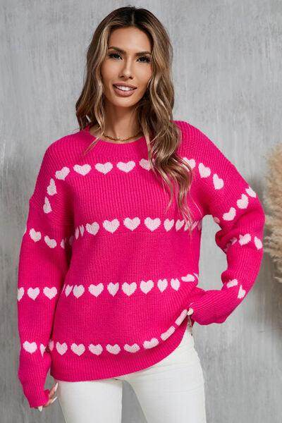 Angel Wings Heart Round Neck Long Sleeve Sweater for Women - Selvanelle