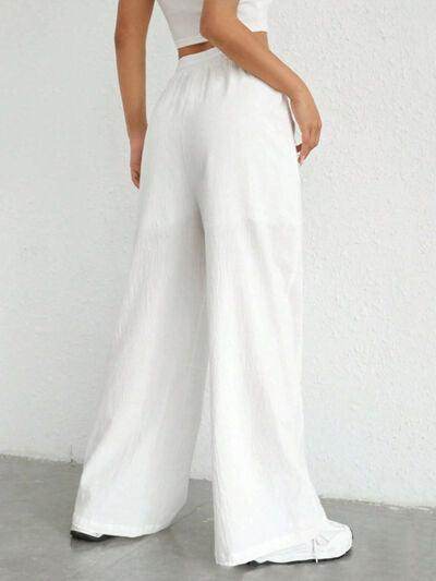 Stylish Drawstring Wide Leg Pants with Pockets for Comfort - Selvanelle