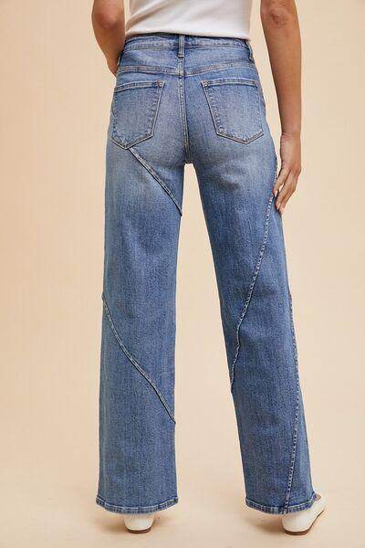 Annie Wear Decorative Seams Wide Leg Jeans for Women - Selvanelle