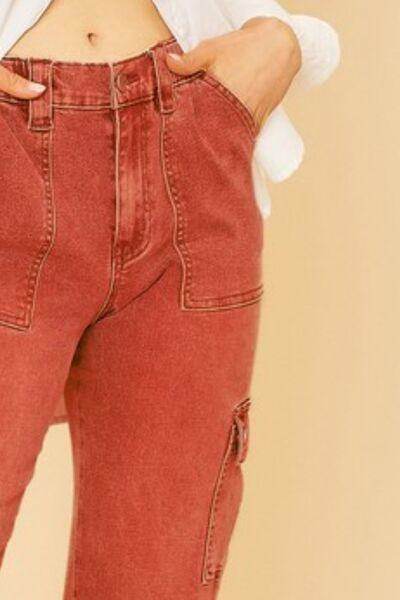 Annie Wear Straight Leg Jeans with Cargo Pockets for Women - Selvanelle