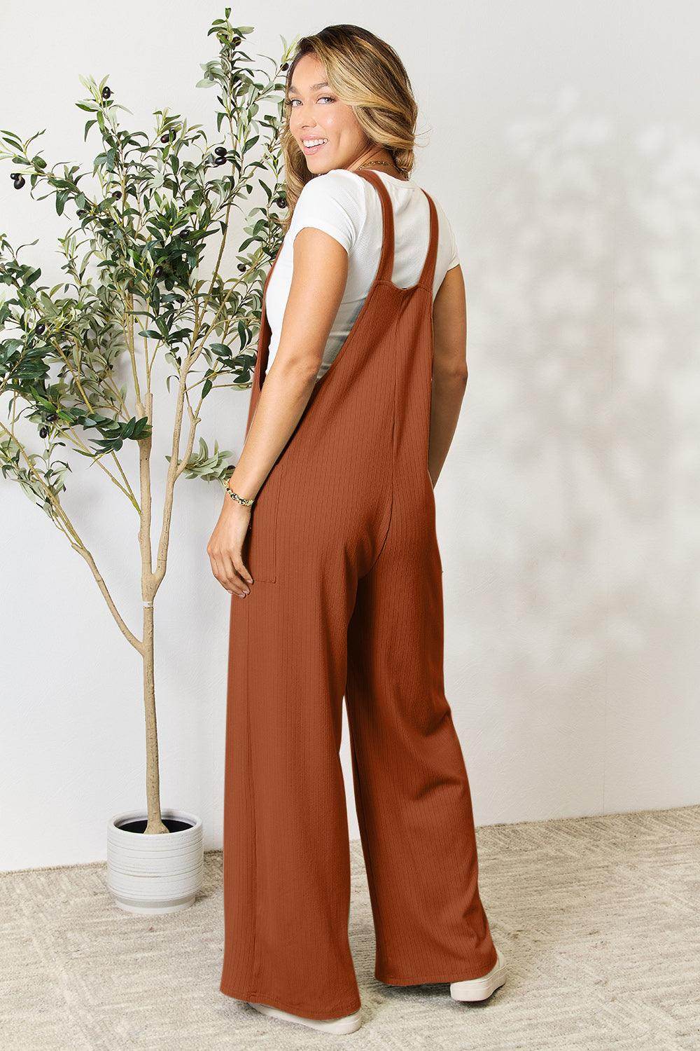 Double Take Full Size Wide Strap Overall with Pockets For Women - Selvanelle