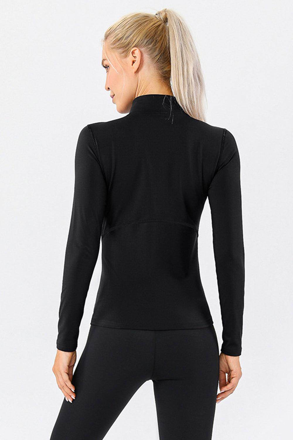 Mock Neck Quarter Zip Active T-Shirt for Women Sports - Selvanelle