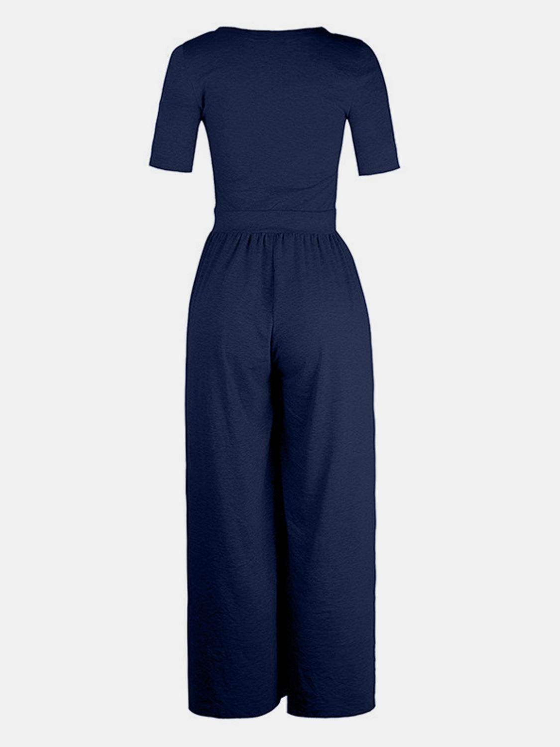 Scoop Neck Short Sleeve Jumpsuit for Casual Comfort - Selvanelle