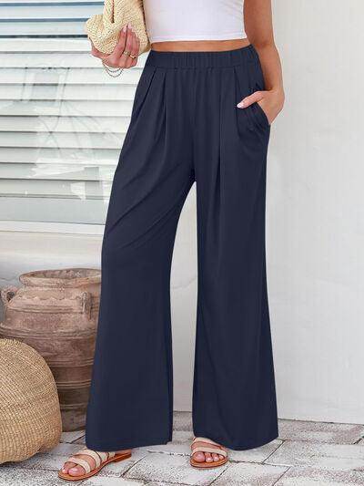 Elastic Waist Wide Leg Pants for Women in Various Sizes - Selvanelle