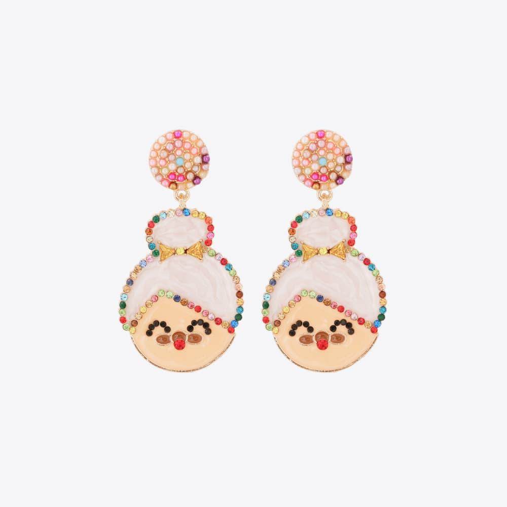 Rhinestone Alloy Mrs. Claus Earrings for Festive Style - Selvanelle