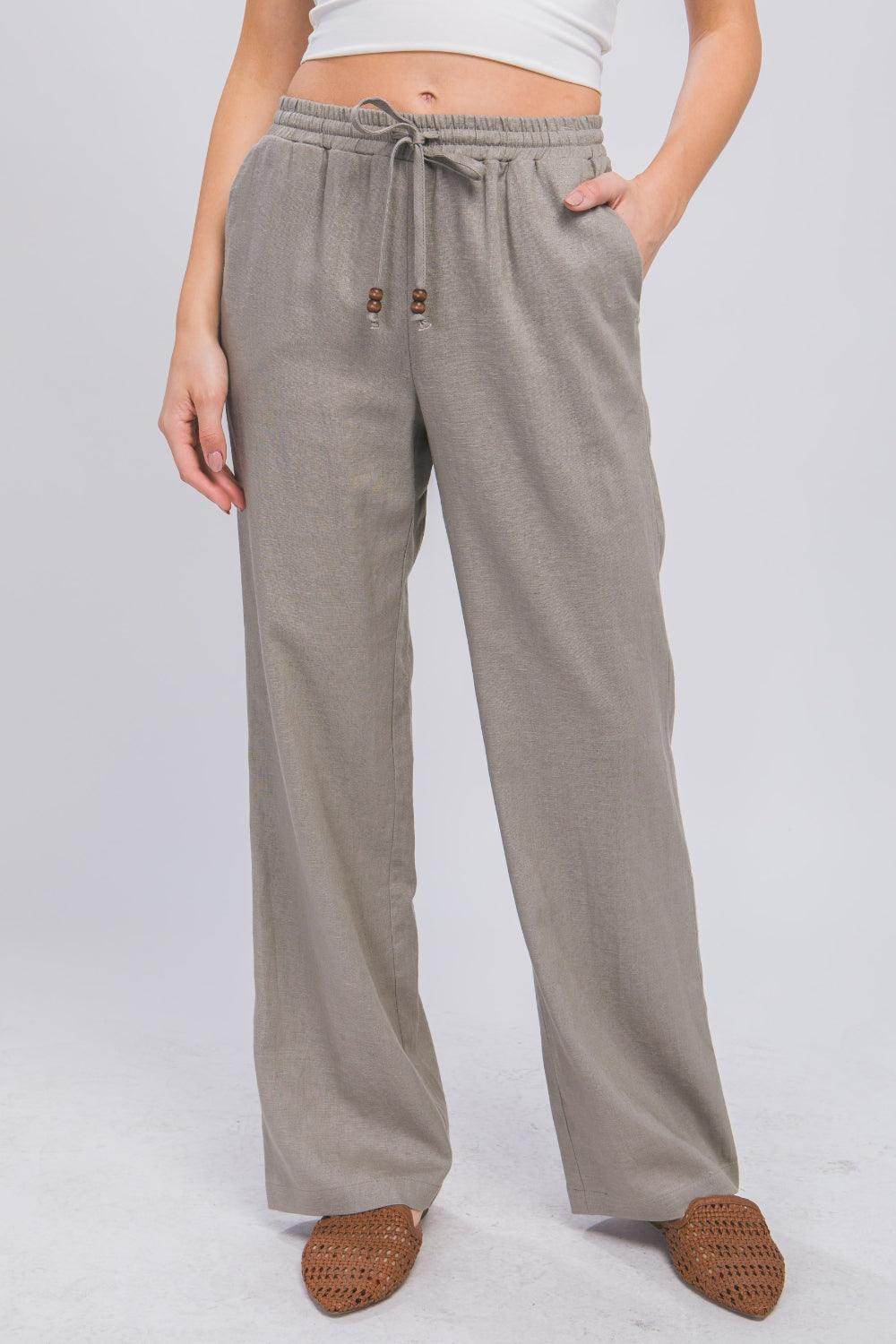 Love Tree Drawstring Wide Leg Pants for Chic Comfort - Selvanelle
