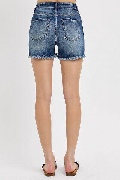RISEN Distressed Raw Hem Denim Shorts for Casual Style - Selvanelle