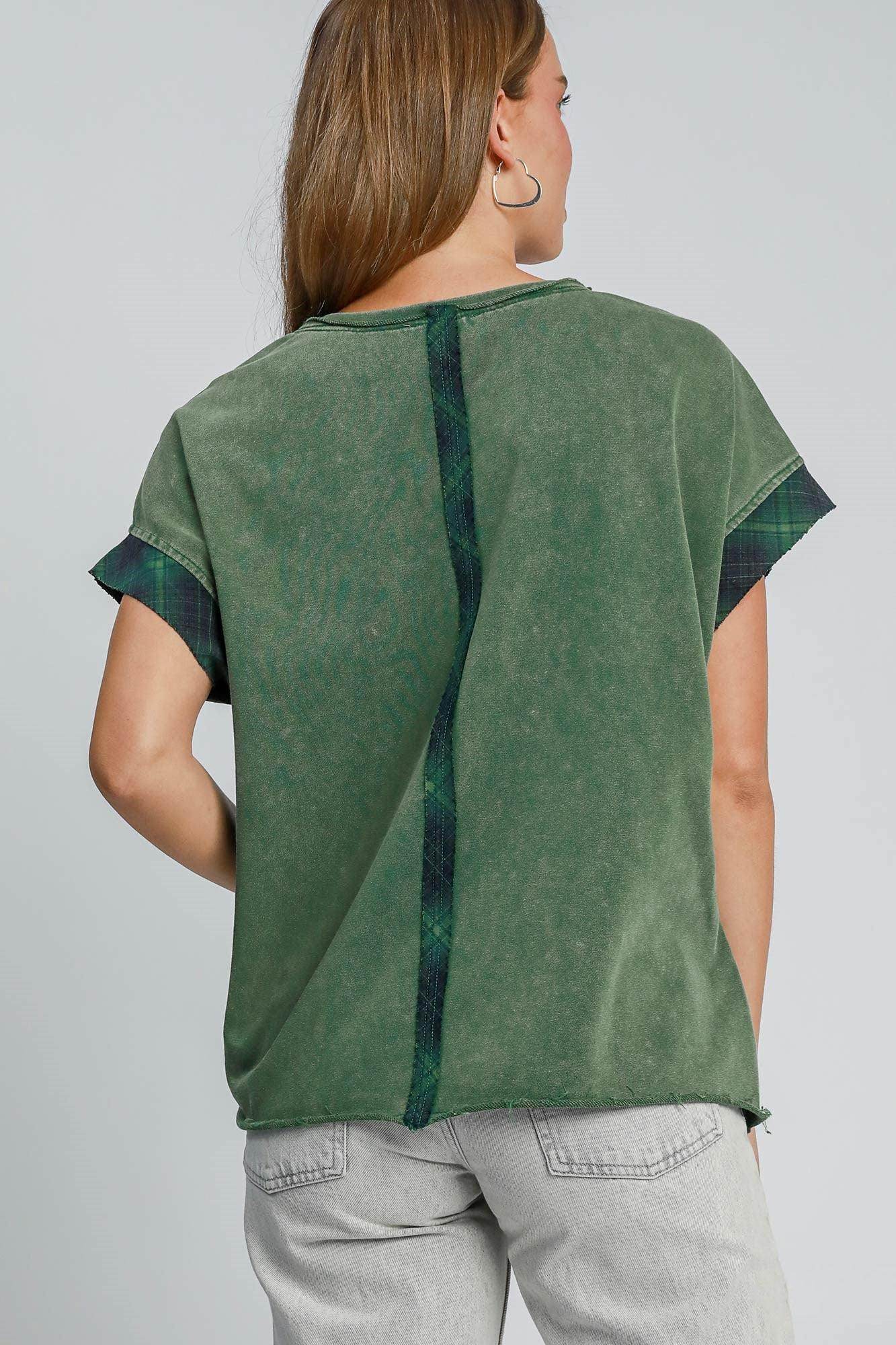 Umgee Peace Applique Round Neck French Terry Top for Women - Selvanelle