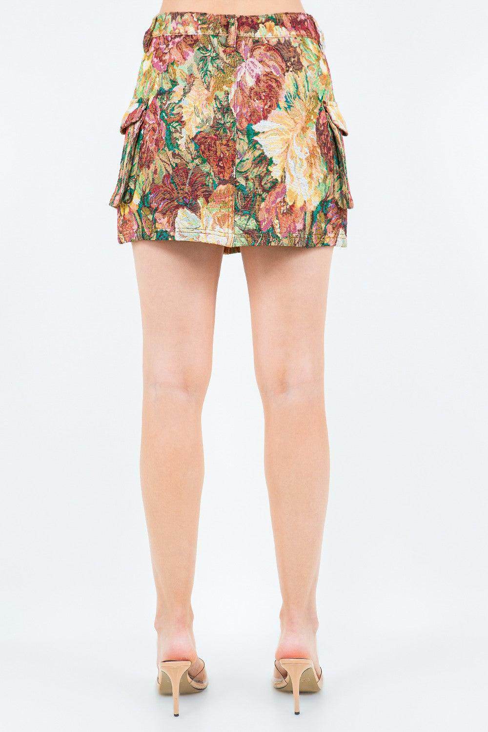 American Bazi Jacquard Weave Cargo Pocket Skirt Mini - Selvanelle