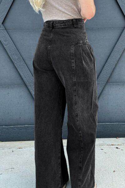 High Rise Wide Leg Jeans with Pockets for Effortless Style - Selvanelle