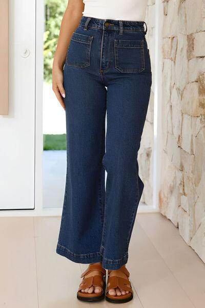 High Waist Bootcut Jeans with Pockets for Stylish Comfort - Selvanelle
