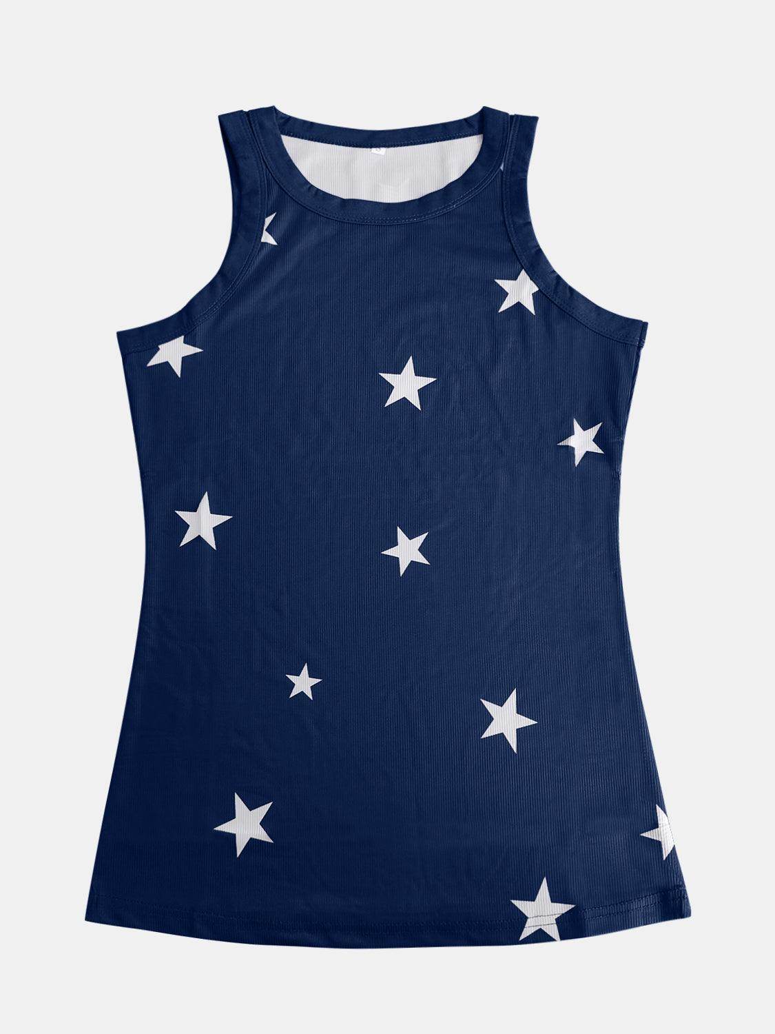 Full Size Star Round Neck Tank for Women in Multiple Sizes - Selvanelle