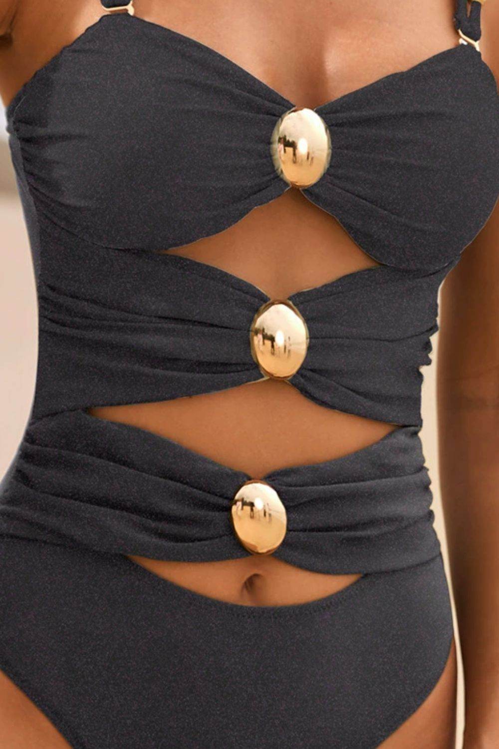 Cutout Ruched Sweetheart Neck One-Piece Swimwear - Selvanelle