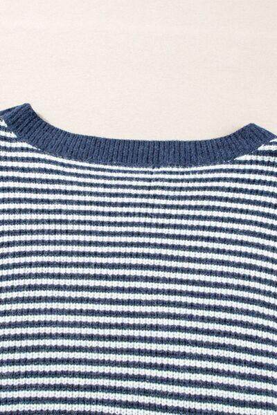 Striped Boat Neck Long Sleeve Sweater for Women Fashion - Selvanelle