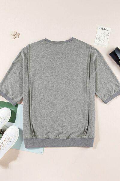 Exposed Seam Side Slit Round Neck Top for Women - Selvanelle