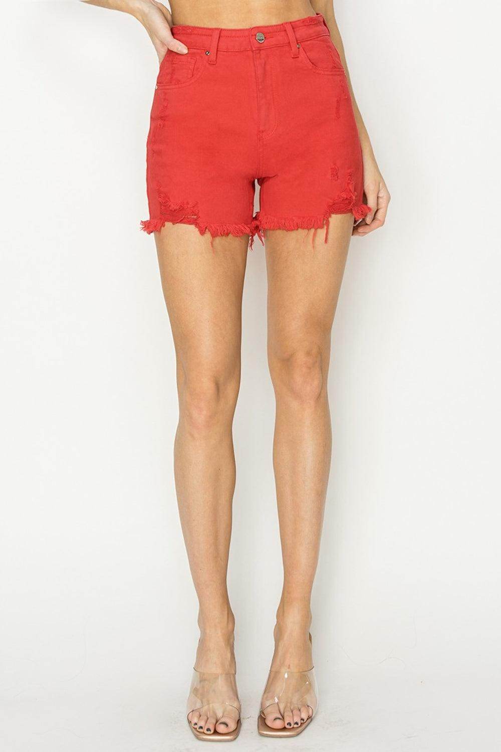 RISEN High Rise Distressed Denim Shorts for Trendy Style - Selvanelle