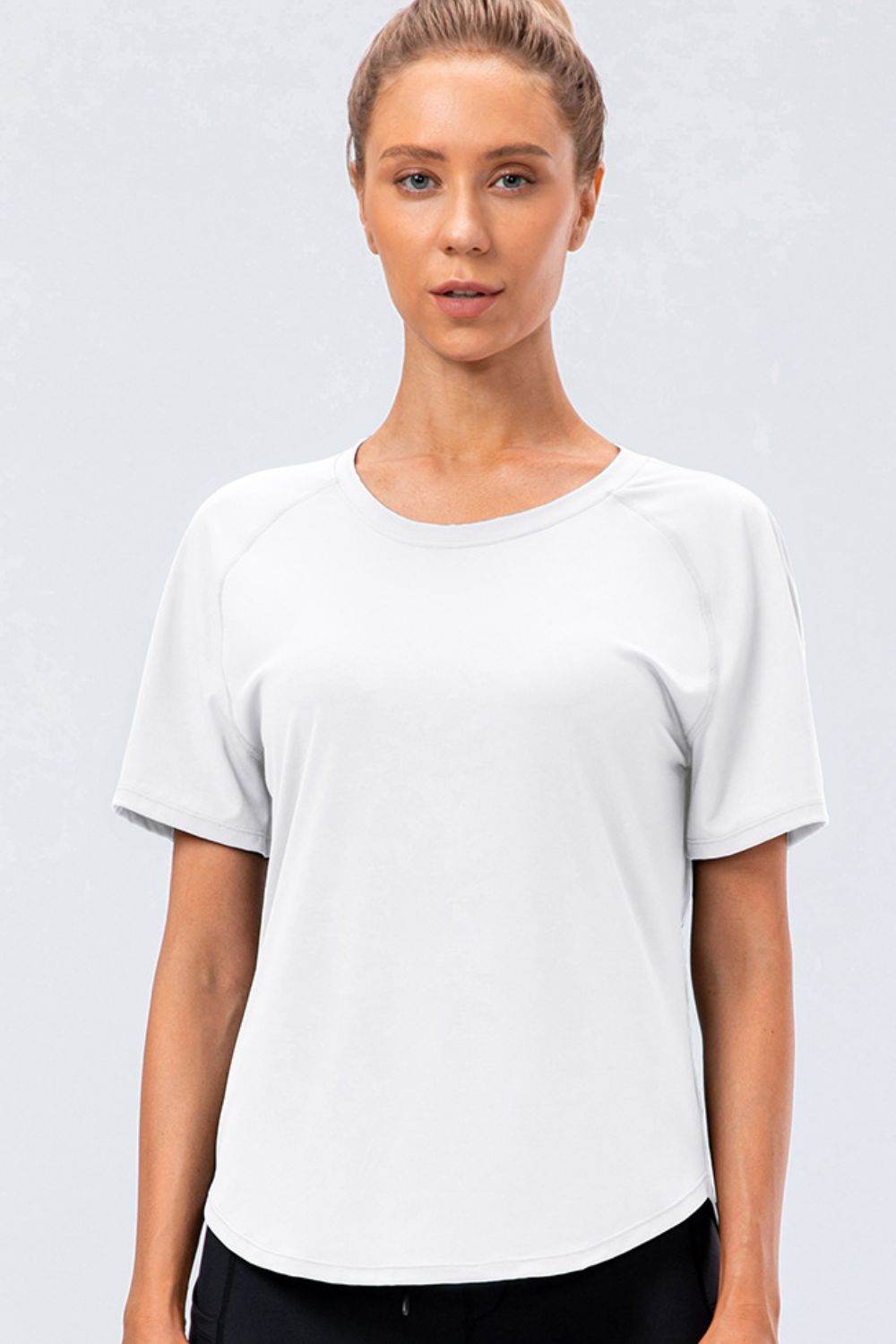 Round Neck Raglan Sleeve Active Tee - Selvanelle