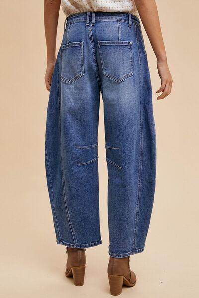 Annie Wear Mid Rise Barrel Leg Jeans with Pockets for Women - Selvanelle