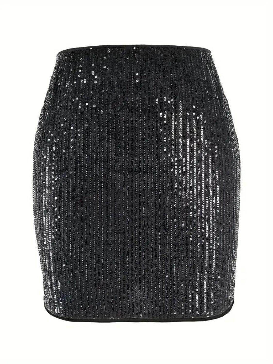 Stylish Sequin Mini Skirt for Party and Night Out - Selvanelle
