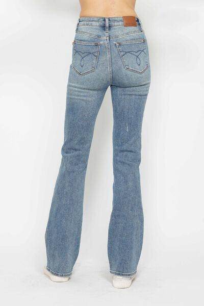 Judy Blue Full Size Tummy Control Back Embroidered Bootcut Jeans Plus Size - Selvanelle