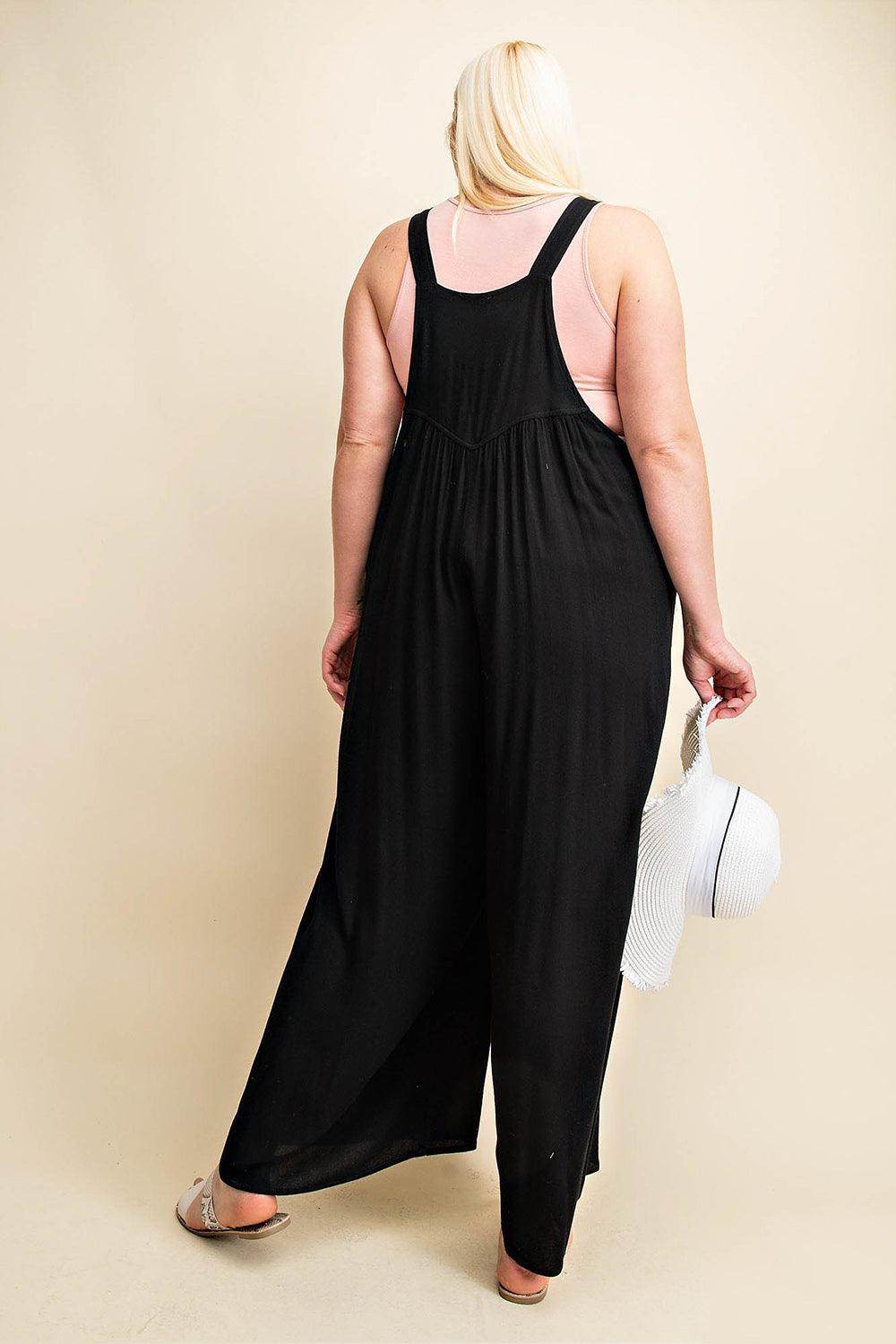 Kori America Full Size Sleeveless Ruched Wide Leg Overalls - Selvanelle