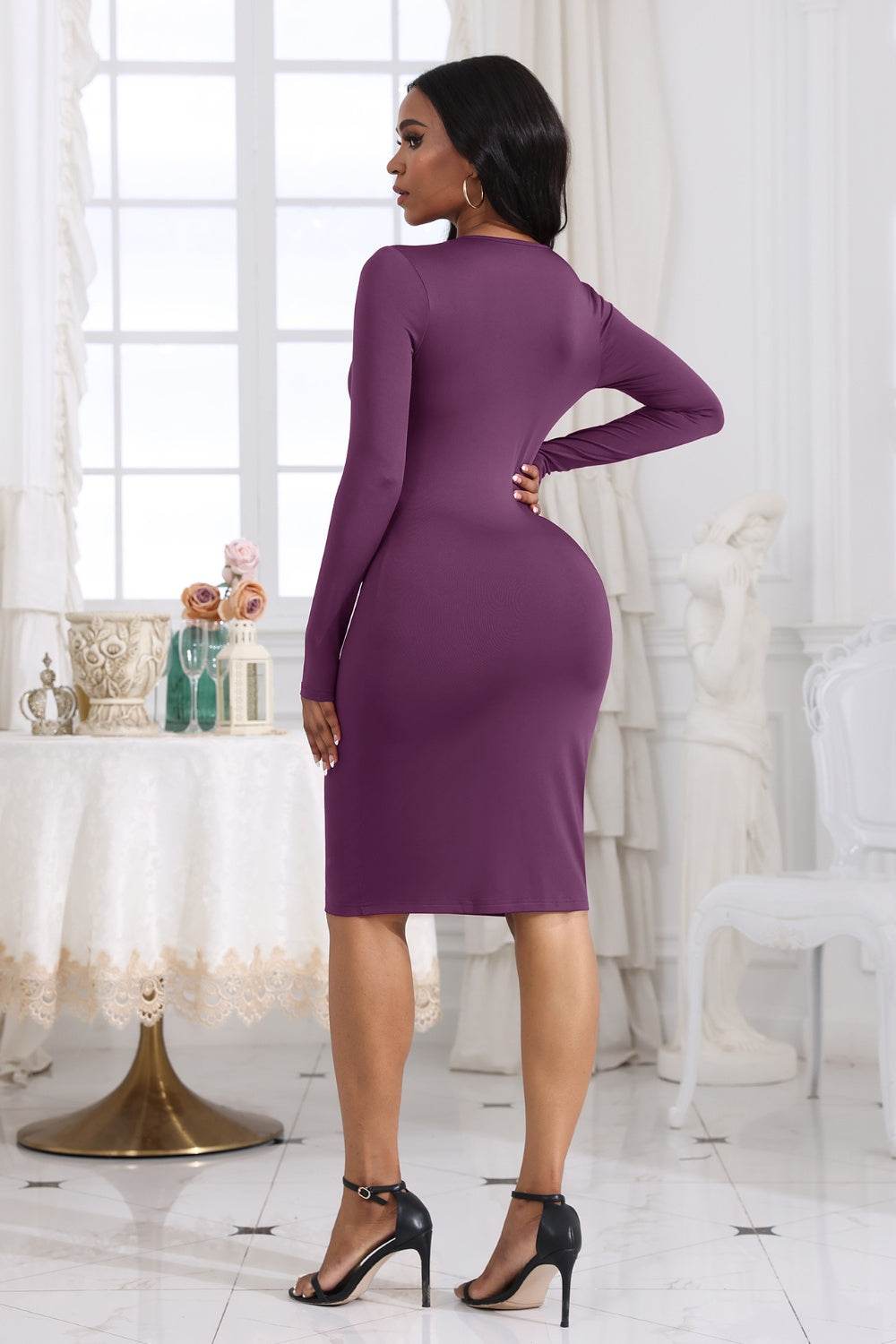 Cutout Twisted Long Sleeve Dress - Selvanelle
