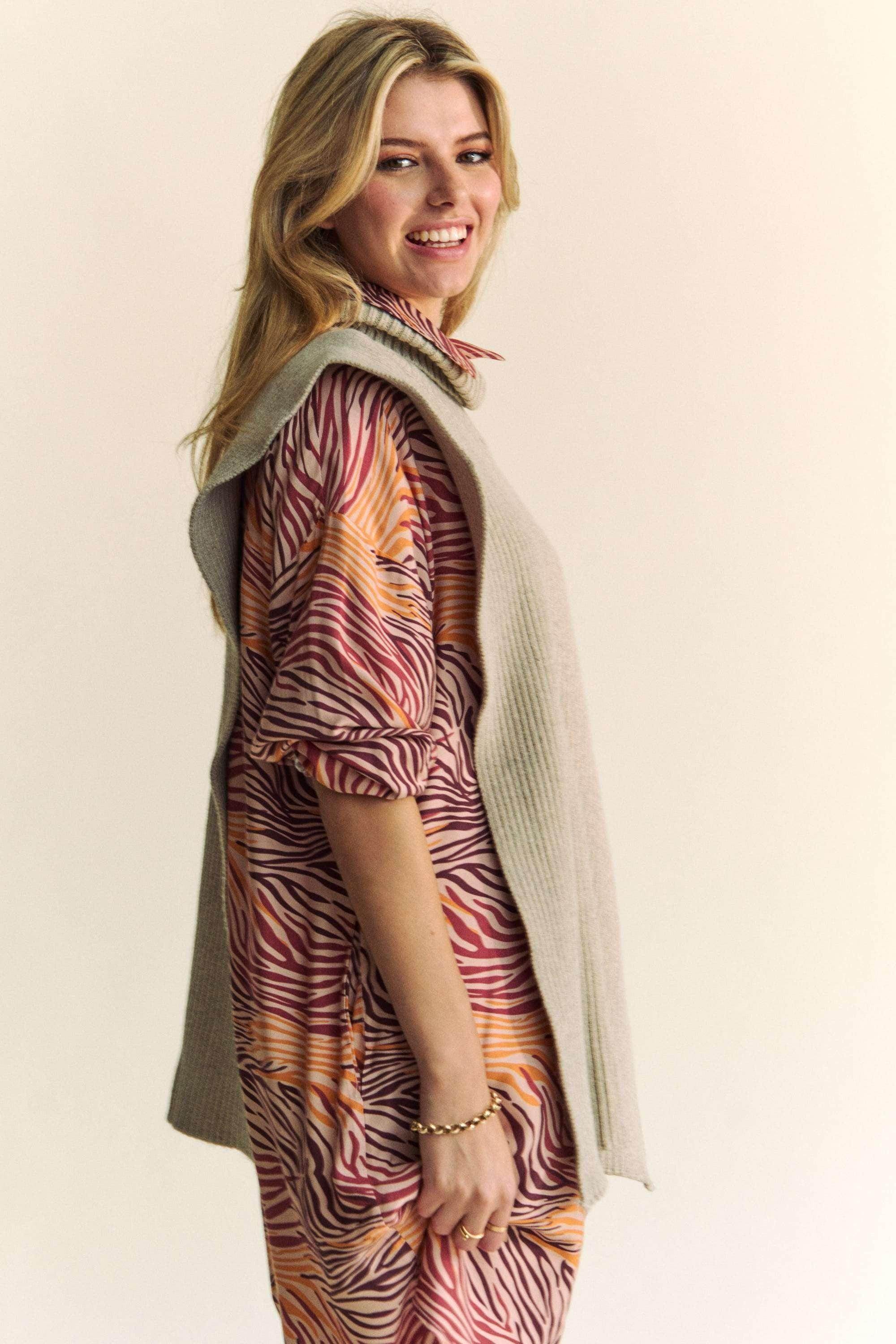 Davi & Dani Side Split Turtleneck Sleeveless Knit Top - Selvanelle