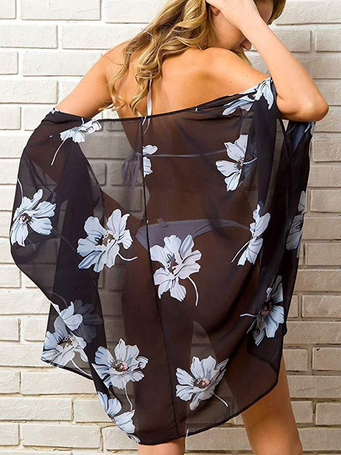 Open Front Half Sleeve Cover-Up - Selvanelle
